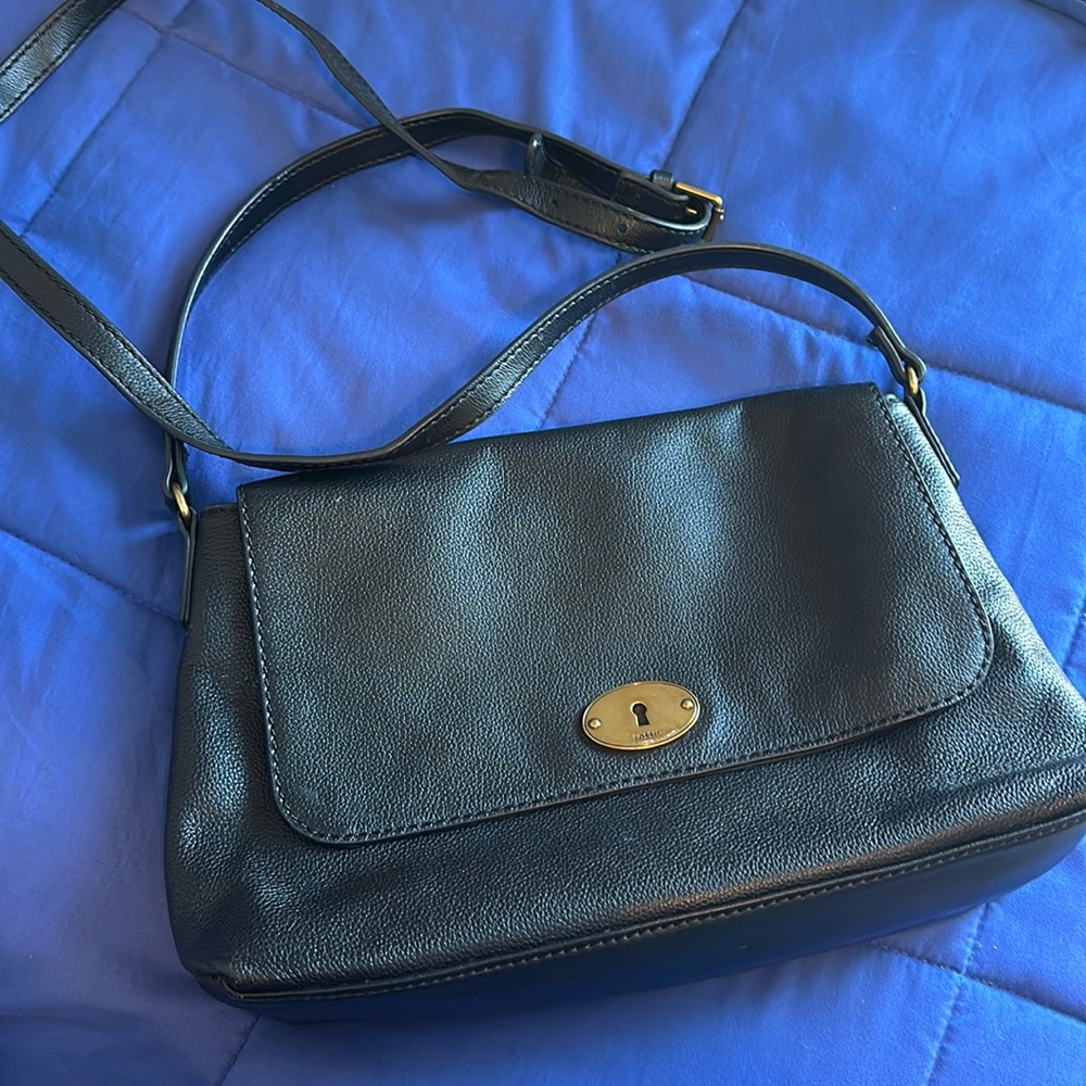 Black Leather Fossil Crossbody bag